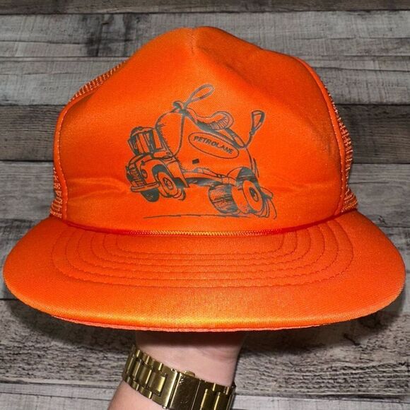 PETROLANE Trucker Farmer Mesh USA Vintage 70s Gas Oil Snapback Hat Cap - Picture 2 of 5